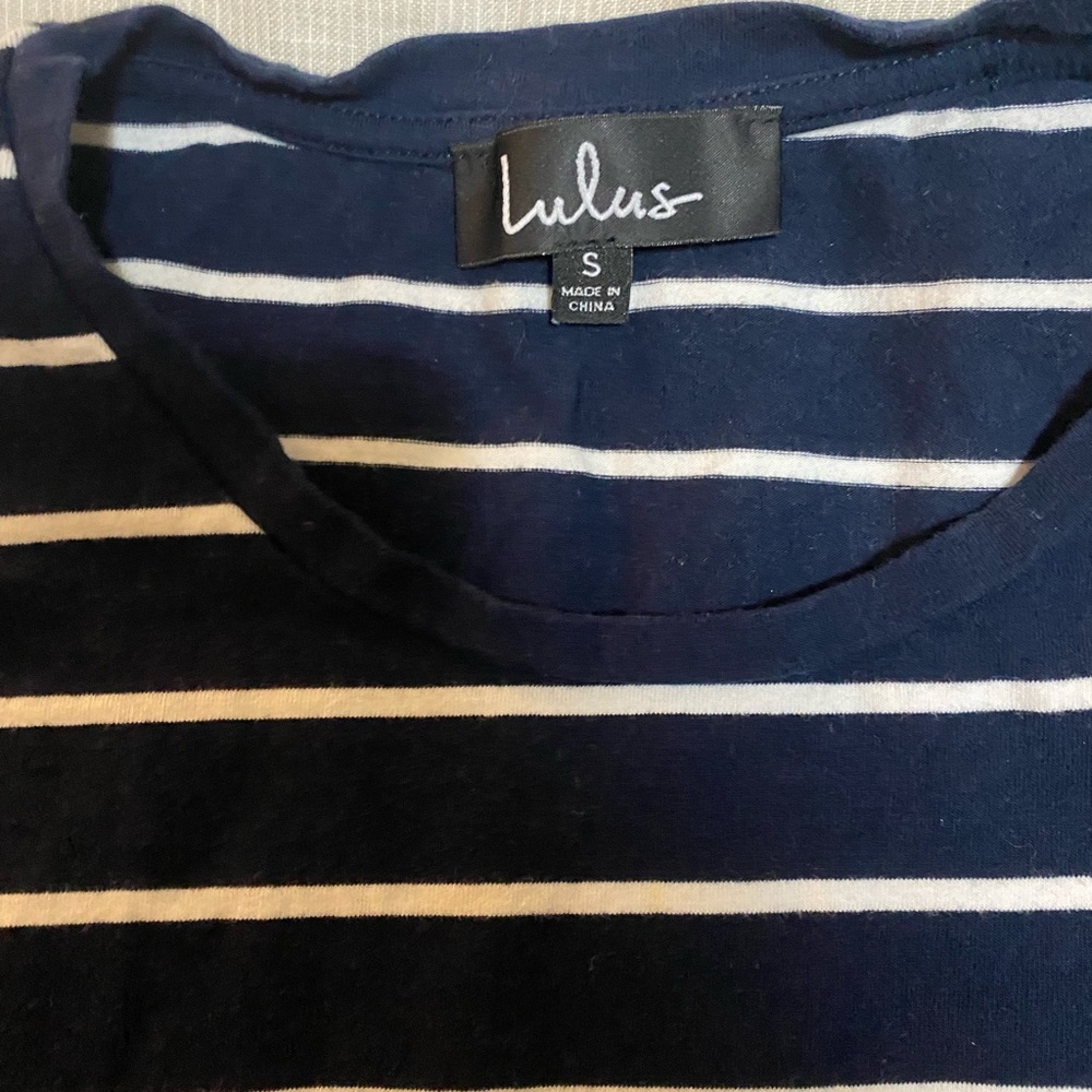 Lulus blue and white striped cotton casual dress. Small.